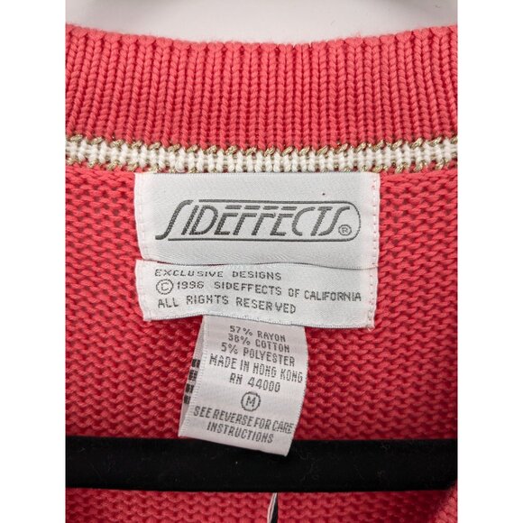 Vintage 90s Side Effects Knit Cardigan Top Women Size M Coastal Office Retro Y2K - Picture 8 of 9